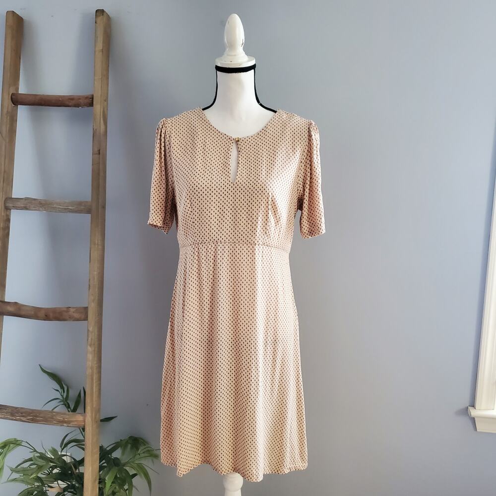 H&M Women's Pink Short Sleeve Midi Swing Dress Size 12